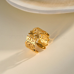 Irregular 304 Stainless Steel Wide Band Cuff Open Rings for Women&nbsp;WG221B3-01
