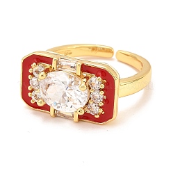 Brass Micro Pave Cubic Zirconia Cuff Ring&nbsp;RJEW-F118-10-G
