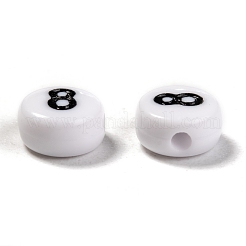 アクリルビーズ  番号付きのフラットラウンド0~9  ホワイト  7x4mm  穴：1.3mm  10番号  約100pcs / number  1000pc&nbsp;SACR-JQ0001-06