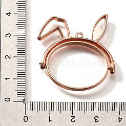 ウサギ型回転式合金スイベルオープンバックベゼルペンダント  UVレジンDIY用  エポキシ樹脂  カドミウムフリー＆ニッケルフリー＆鉛フリー  ローズゴールド  35x33.5x3.5mm  穴：1.4mm&nbsp;PALLOY-I223-19RG