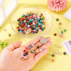 12色のクラックルガラスビーズ  ラウンド  ツートン  ミックスカラー  8mm  穴：1.2mm  約25PCS /カラー&nbsp;CCG-TA0002-05A