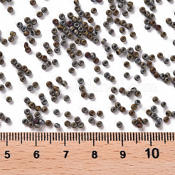 12/0グレードの丸いガラスシードビーズ  メタリックカラーアイリス  マットなスタイル  グレーメッキ  12/0  2x1.5mm  穴：0.8mm  約30000個/袋&nbsp;SEED-Q008-M602