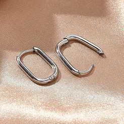Non-Tarnish 304 Stainless Steel Oval Hoop Earrings&nbsp;X-EJEW-M218-02A-P