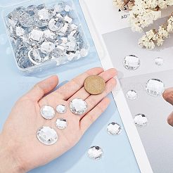 170個5サイズのアクリルラインストーンカボション  フラットバック  多面カット  半円  透明  12~25x4.5~8mm&nbsp;GACR-CA0001-01