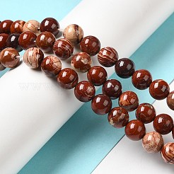 ナチュラルレッドスネークスキンジャスパービーズ連売り  ラウンド  8~8.5mm  穴：1.2mm  約45個/連  14.96''（38センチメートル）&nbsp;X-G-H298-A02-03