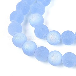 曇った透明ガラスビーズ連売り  ラウンド  半分メッキ  ABカラーメッキ  藤紫色  9.5~10mm  穴：1.2mm  約39~41個/連  14.57~15.75''（37~40センチメートル）&nbsp;LS-GLAA-T032-T10mm-MBB04
