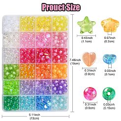 透明なアクリルビーズ  混合図形  ミックスカラー  7.5~12x8~11.5x3~7mm  穴：1.5~3mm&nbsp;TACR-YW0001-99
