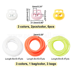 6Pcs 3 Colors Oval 2-Hole Plastic POM Cord Locks&nbsp;FIND-OC0003-23B