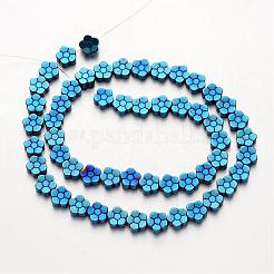 電気メッキ磁気無し合成ヘマタイトビーズ連売り  花  ミックスカラー  8x3mm  穴：1mm  約54個/連  15.7インチ&nbsp;G-F300-07