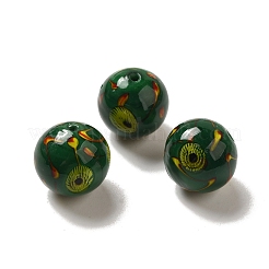 手作りランプワークビーズ連売り  花模様の丸  グリーン  16mm  穴：1.5~1.8mm  約27~28個/連  16.14~16.93''（41~43センチメートル）&nbsp;LAMP-G162-08B-02