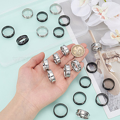 24Pcs 12 Styles 201 Stainless Steel Grooved Finger Ring Settings&nbsp;RJEW-SC0001-42