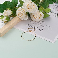 PVD真空メッキ304ステンレススチールリンクチェーンブレスレット製造  長持ちメッキ  エナメル  カニカン＆チェーンエクステンダー＆丸カン  ブラック  6-3/8インチ（16.2cm）&nbsp;AJEW-JB00870-05