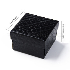 正方形の厚紙リングボックス  内部のスポンジ  ブラック  2x2x1-3/8インチ（5x5x3.5cm）&nbsp;LS-X1-CBOX-S020-03