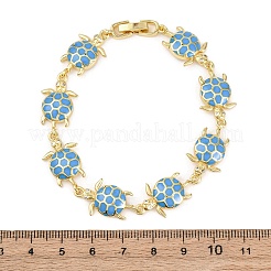 Brass Micro Pave Clear Cubic Zirconia Link Bracelets for Women&nbsp;BJEW-H209-04G