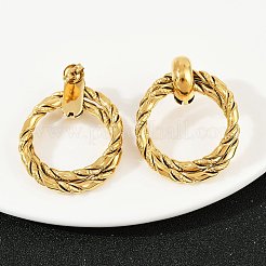 304ステンレススチールツイストリングダングルスタッドピアス  ゴールドカラー  37.5x29.5mm&nbsp;EJEW-K268-26G