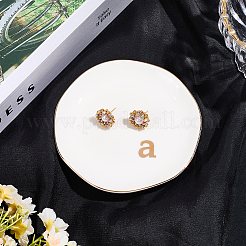 丸い陶器のジュエリー皿  ジュエリープレート  指輪収納トレー  ネックレス  ピアス  文字a  117~120x17.5mm&nbsp;AJEW-WH20067-023A