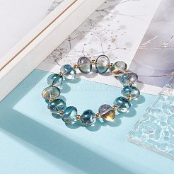 女性用ガラス オーバル ビーズ ストレッチ ブレスレット  ミックスカラー  内径：2-1/8インチ（5.3cm）&nbsp;BJEW-JB08274