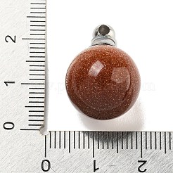 合成ゴールドストーンの香水瓶のペンダント  304ステンレススチール製金具付き  ラウンド  25x16mm  穴：2mm&nbsp;G-K338-22P-05