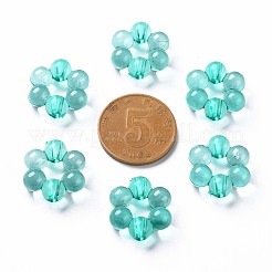 透明なアクリルビーズフレーム  花  ターコイズ  16.5x15.5x6mm  穴：2mm  約674個/500g&nbsp;TACR-S153-01A-68