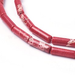ナチュラルインペリアルジャスパービーズ連売り  染め  コラム  ミックスカラー  13~14x4~4.5mm  穴：1mm  約29個/連  15.35インチ〜15.7インチ（39~39.9cm）&nbsp;G-E508-04