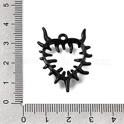 スプレープリント合金ペンダント  とげのあるハートのチャーム  ブラック  32.5x25x5mm  穴：2mm&nbsp;AL-CBA5334-05EB