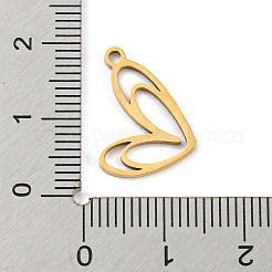 金メッキ304ステンレススチールペンダント  レーザー切断  ハート  16x15x1mm  穴：1.5mm&nbsp;STAS-L271-01G-05