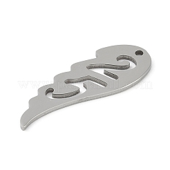 変色しない304ステンレススチールペンダント  翼のチャーム  ステンレス鋼色  35x12.5x1.2mm  穴：1.6mm&nbsp;STAS-L279-007P