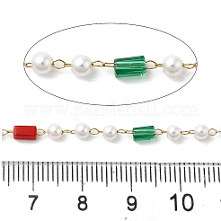 Handmade Glass & Imitation Pearl Beaded Chains&nbsp;CHS-L031-12G