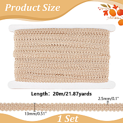 20mのポリエステル刺繍レースリボン  洋服アクセサリーデコレーション  淡い茶色  1/2インチ（13mm）  約21.87ヤード（20m）/セット&nbsp;OCOR-ME0001-76B