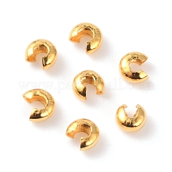 304ステンレススチール製クリンプビーズカバー  ゴールドカラー  3x1.5mm  穴：1mm&nbsp;X-STAS-WH0017-024A