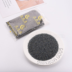 ガラスシリンダービーズ  シードビーズ  透明色の虹  丸い穴  グレー  1.5~2x1~2mm  穴：0.8mm  約8000個/袋  約1ポンド/バッグ&nbsp;SEED-S047-J-009