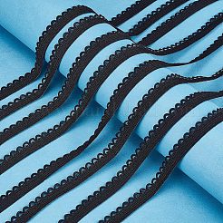 ナイロン弾性コード  ゆるいフラット  服飾材料  ブラック  12mm  約10.94ヤード（10m）/ロール&nbsp;EC-NB0001-06C