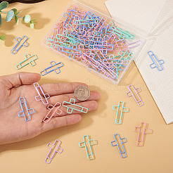 鉄とプラスチックのペーパークリップ80色4個  クロス  ミックスカラー  33.5x21x2mm  20個/カラー&nbsp;AJEW-TA0002-98