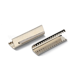真鍮製カシメリボン止めエンドパーツ  圧着端のパーツ  プラチナ  25x7.5mm&nbsp;KK-WH0046-34D-P