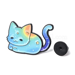 エナメルピン  バックパック用合金ラペルピンバック  ブラック  猫の形  24x36mm&nbsp;JEWB-B033-01EB-02