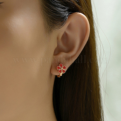 エレガントな真鍮の花のフープピアス  18KGP本金メッキ  13x10mm&nbsp;UD7132