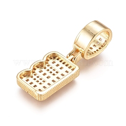 真鍮製マイクロパヴェキュービックジルコニアペンダント  文字L  透明  ゴールドカラー  文字.e  20x12x3.5mm  穴：6.5x9mm&nbsp;KK-D156-01G-E