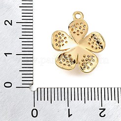 真鍮マイクロパヴェクリアキュービックジルコニアペンダント  花のチャーム  18KGP本金メッキ  19x16x7.5mm  穴：1.5mm&nbsp;X1-KK-U065-02A-G