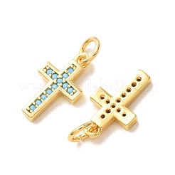 Brass Micro Pave Sky Blue Cubic Zirconia Charms&nbsp;CU-CBA9AB3-41G