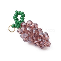 手作りのガラスビーズのブドウペンダント  304ステンレススチールオープン丸カン付き  ミックスカラー  30~31.5x13~14x13~14mm  穴：4.5mm&nbsp;PALLOY-MZ00489