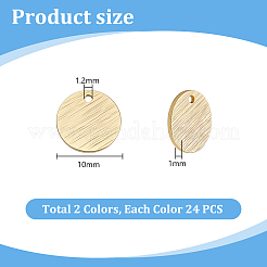 48個2色真鍮ペンダント  ドローベンチ  フラットラウンド  ミックスカラー  10x1mm  穴：1.2mm  24個/カラー&nbsp;FIND-PH0027-47