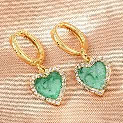 Brass Micro Pave Cubic Zirconia Hoop Dangle Earrings&nbsp;KK-CBA8324-16G-01