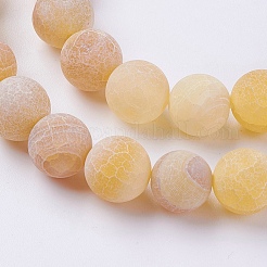 天然石風化瑪瑙ビーズ連売り  染め  艶消し  ラウンド  オレンジ  8mm  穴：1mm  約46個/連  14~15インチ&nbsp;G-G589-8mm-02