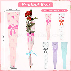 Bowknot Print Transparent PE Cone Flower Sleeves&nbsp;ABAG-FZC0002-001E
