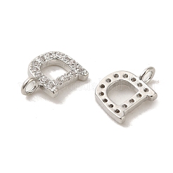 Initial Letter Brass Micro Pave Cubic Zirconia Pendants&nbsp;ZIRC-F008-D