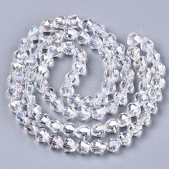 電気メッキガラスビーズセット  ABカラーメッキ  多面カット  ティアドロップ  クリアAB  8x8mm  穴：1.4mm  約80~82個/連  24.41~25.19インチ（62~64cm）&nbsp;X-EGLA-S194-04A-G01