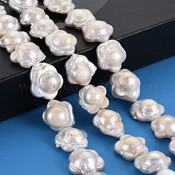 天然ケシパールビーズ連売り  養殖淡水パール  花  貝殻色  14~19x15~17x7~8mm  穴：0.6mm  約24~25個/連  14.96~15.35インチ（38~39cm）&nbsp;PEAR-S020-A01