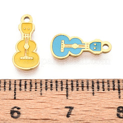 304ステンレススチールエナメルチャーム  ギターチャーム  イオンプレーティング（ip）  14KGP本金メッキ  ミックスカラー  12x5.2x0.9mm  穴：1mm&nbsp;STAS-T065-48G