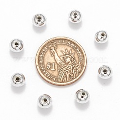 メッキプラスチックアクリルラウンドビーズ  銀メッキ  8mm  穴：1.5mm  約1800個/ポンド&nbsp;PACR-L003-8mm-S