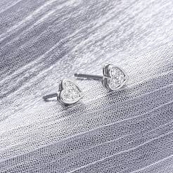 Clear Cubic Zirconia Heart Stud Earrings&nbsp;EJEW-K093-24P